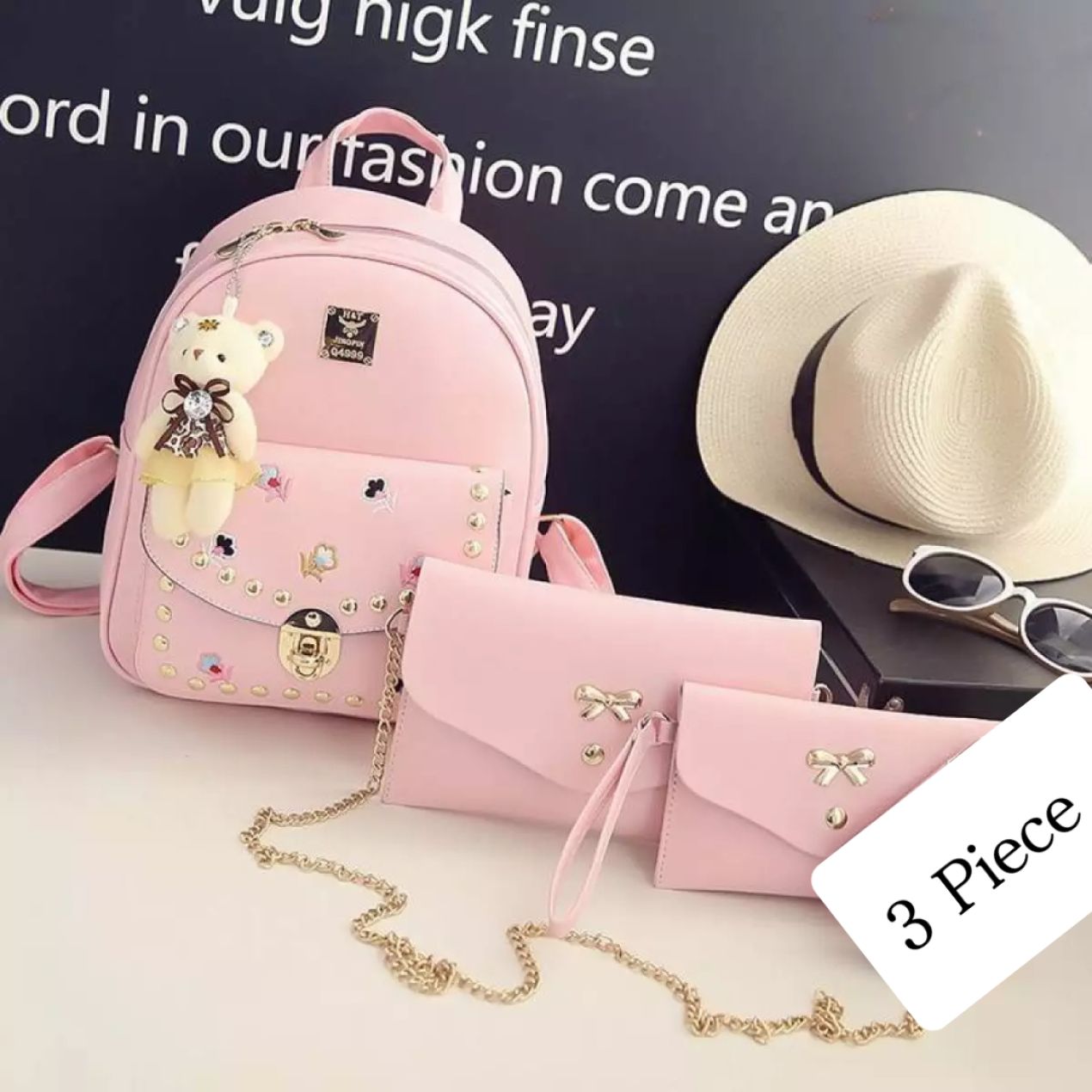 Leather 3 Pcs Backpack Set