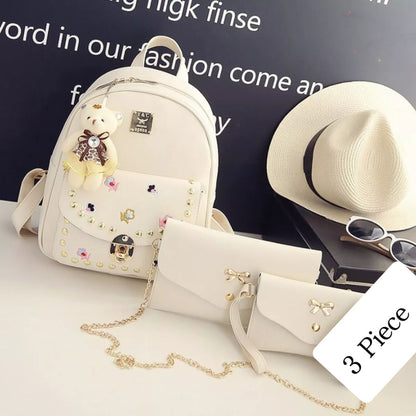 Leather 3 Pcs Backpack Set