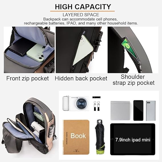 Anti-Theft Crossbody Sling Backpack